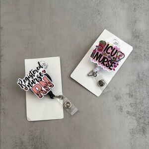 Nurse Badge Reel Set - Pink and White